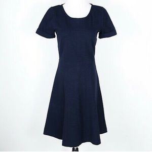J Crew-Navy Blue Ribbed Stretch Fit N Flare Dress